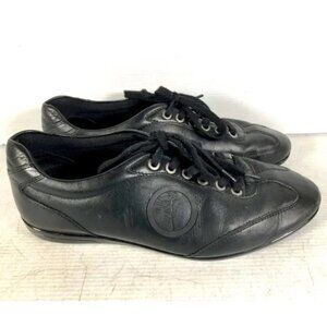 NWOB Versace Collection Men's Black Leather Lace Up Casual Sneaker Shoes